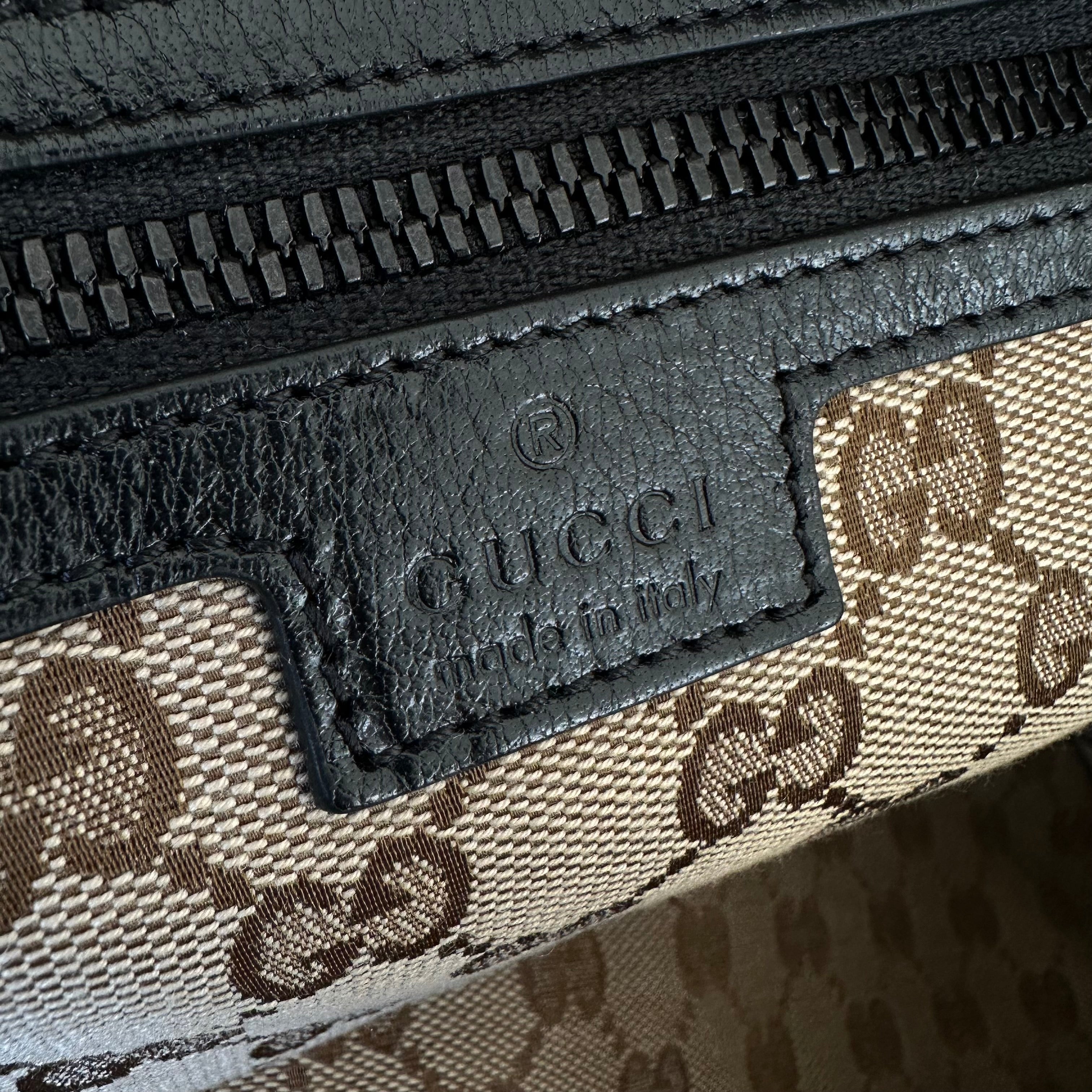 Gucci borsa da viaggio in pelle con doppia G