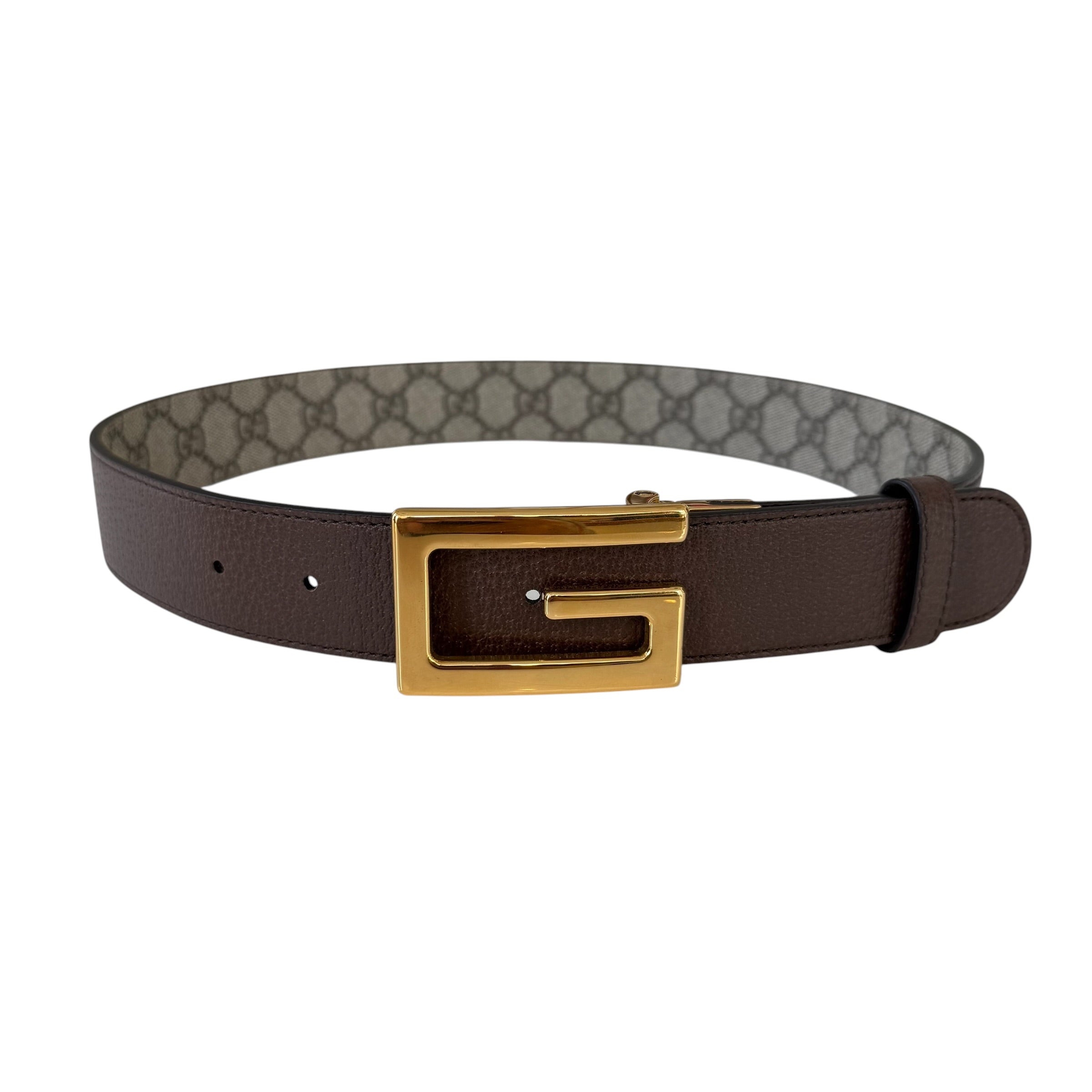 Gucci cintura reversibile con G quadro