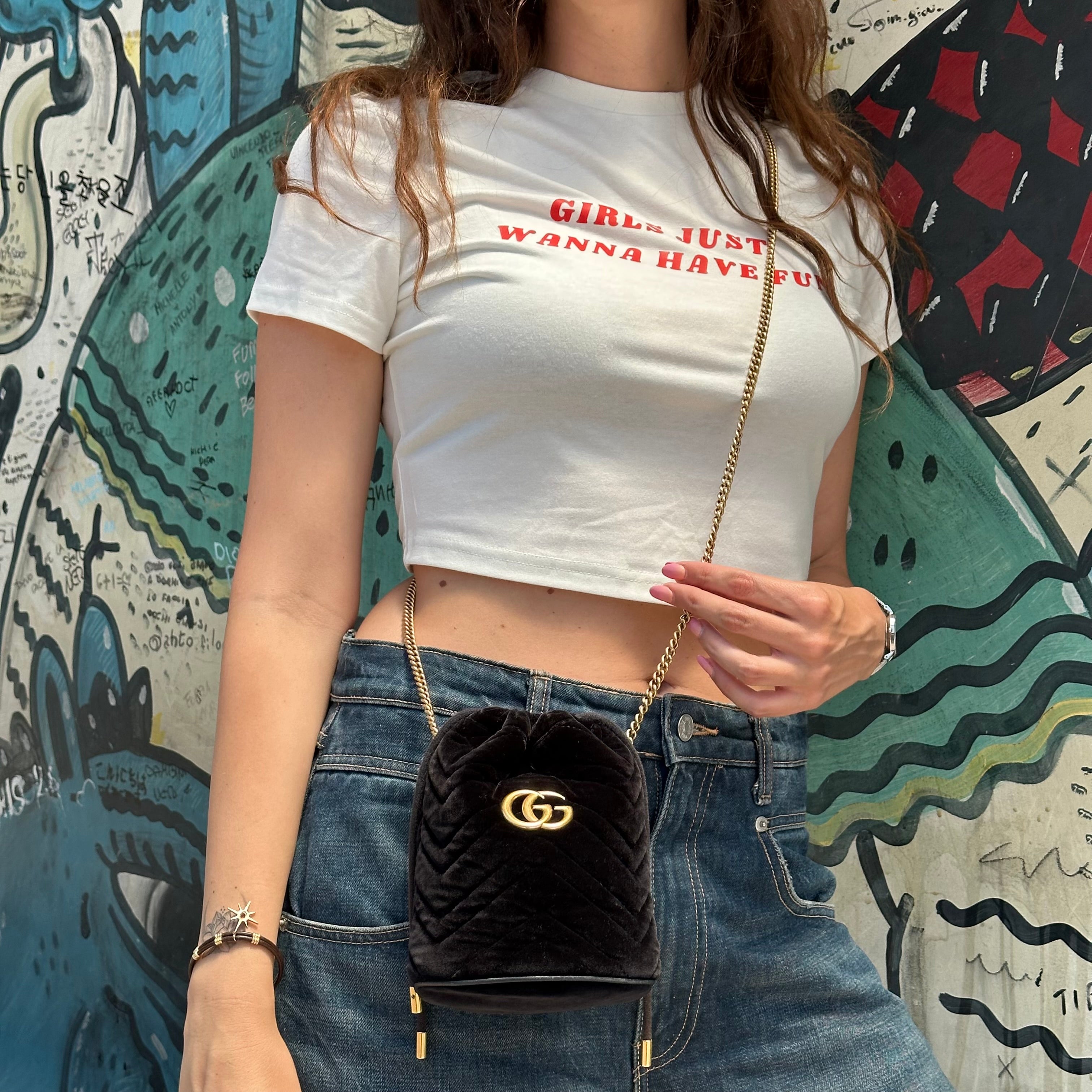 Gucci mini borsa a secchiello GG Marmont