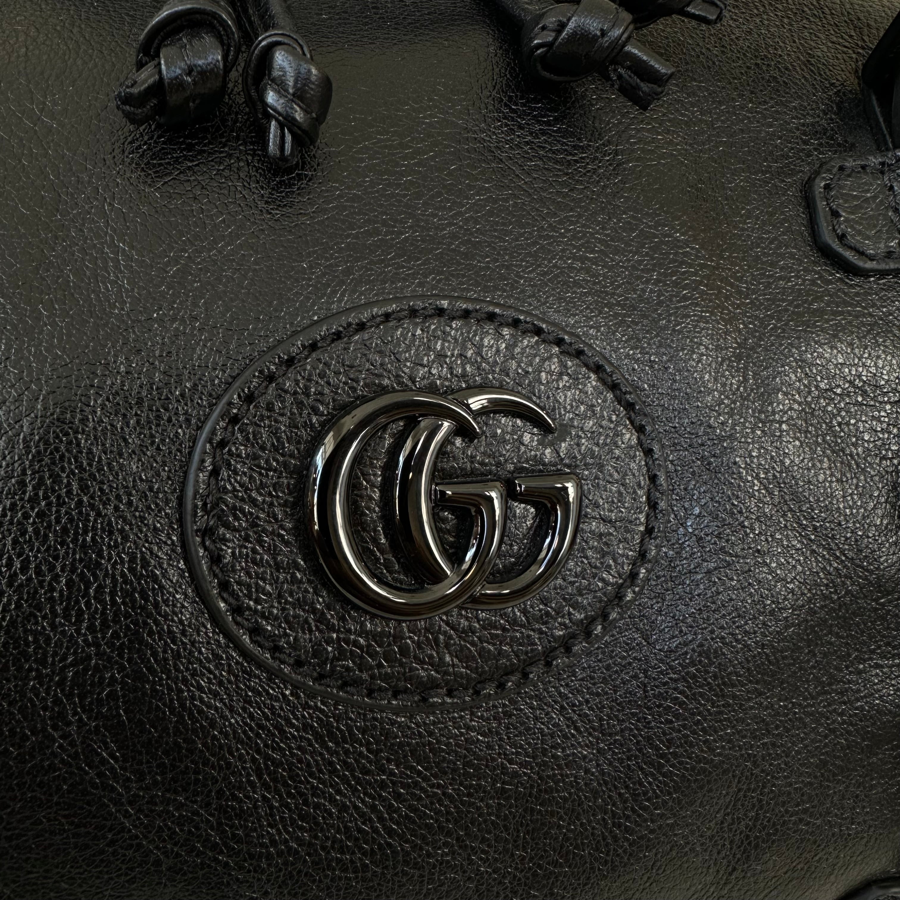 Gucci borsa da viaggio in pelle con doppia G