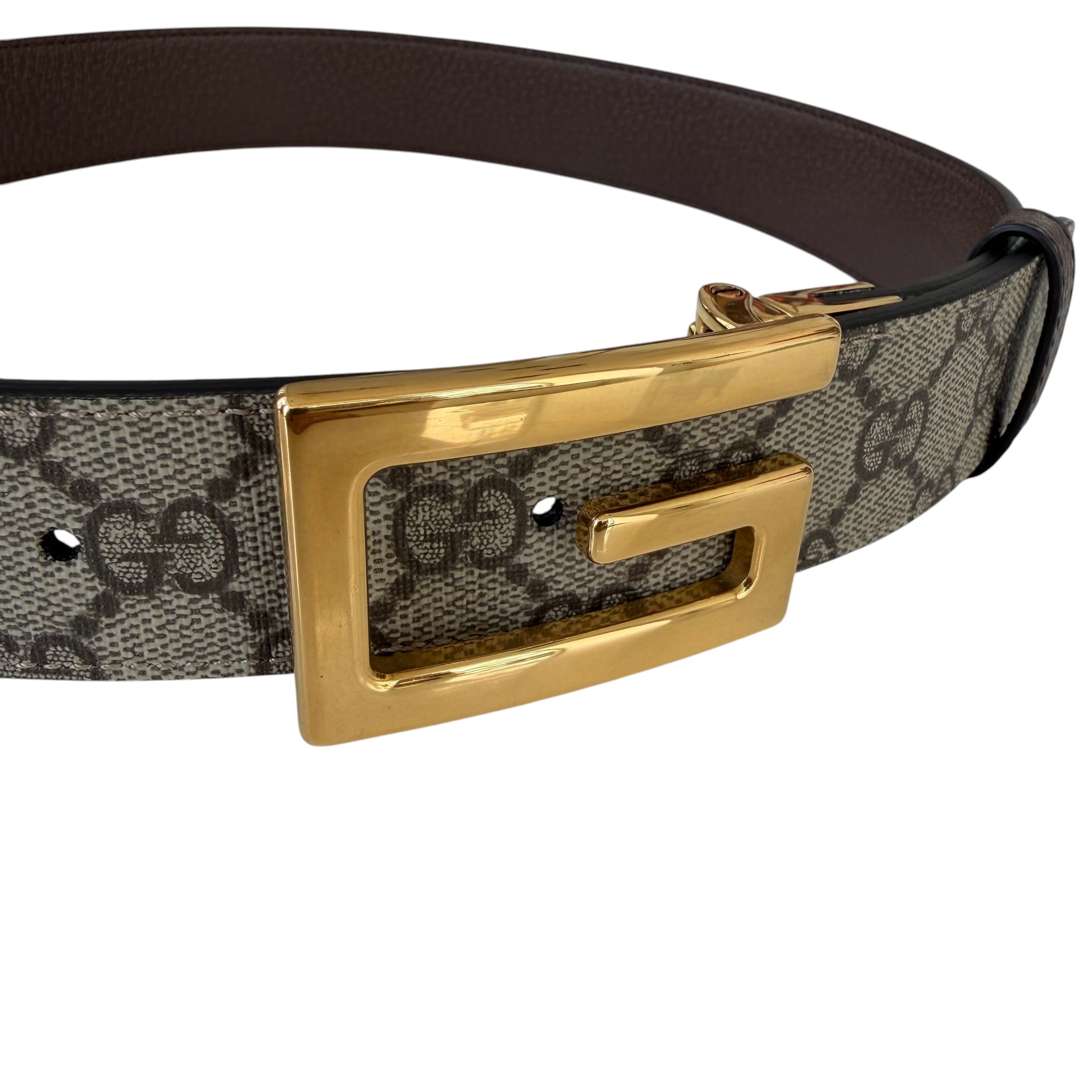 Gucci cintura reversibile con G quadro