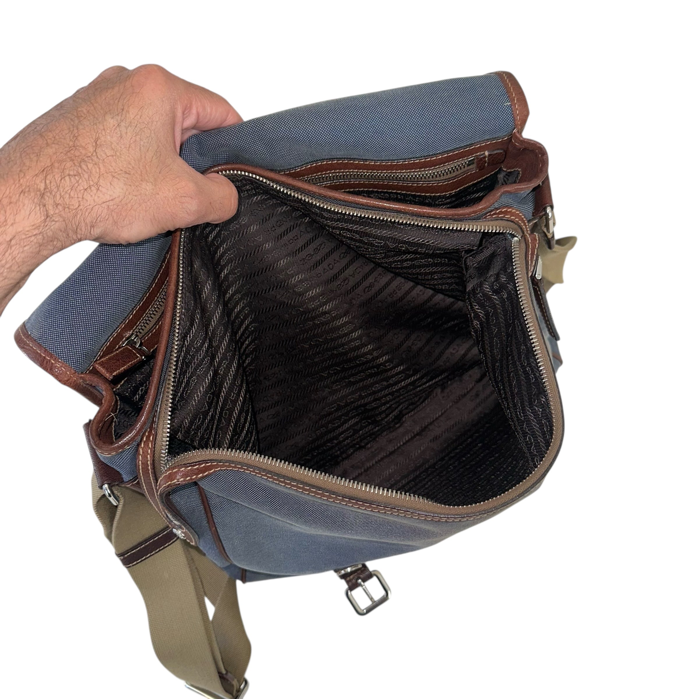 Prada Borsa Messenger in tela Jaquard