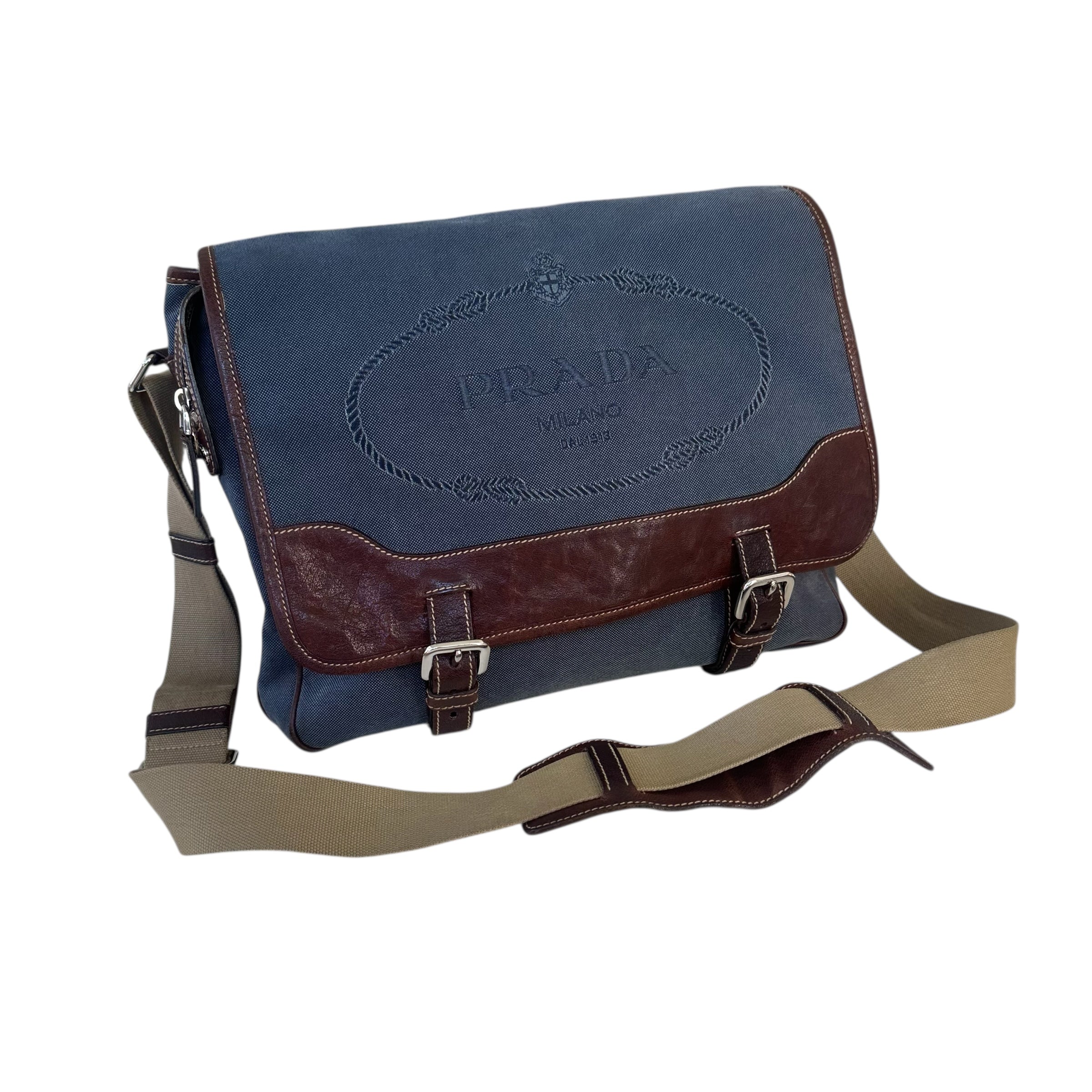 Prada Borsa Messenger in tela Jaquard