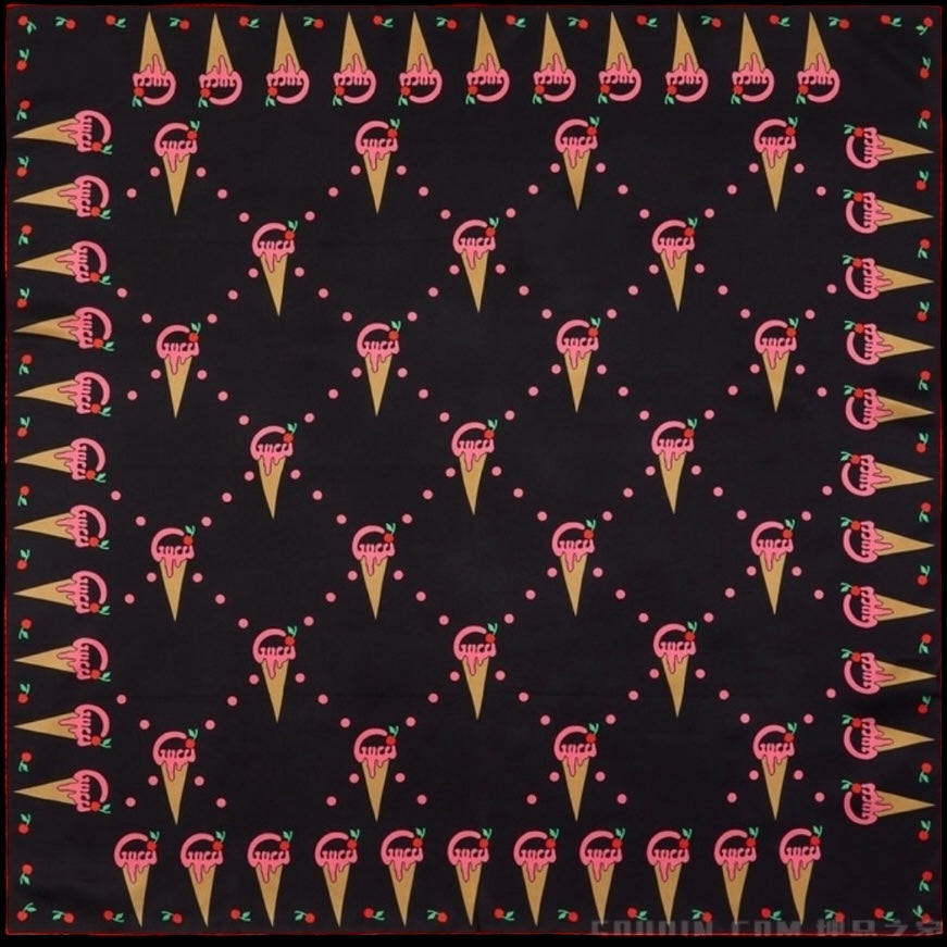 Gucci foulard in seta con stampa gelato