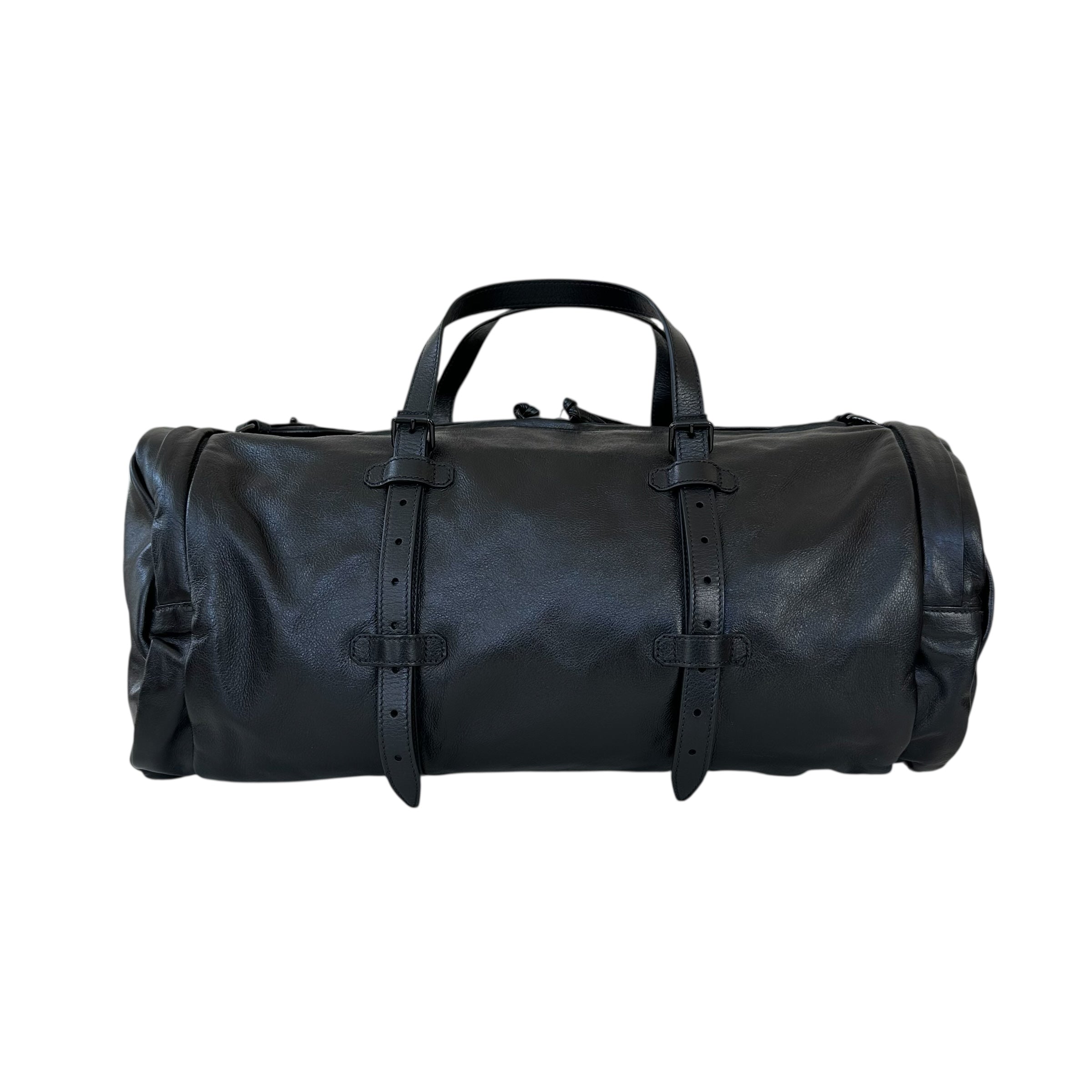 Gucci borsa da viaggio in pelle con doppia G