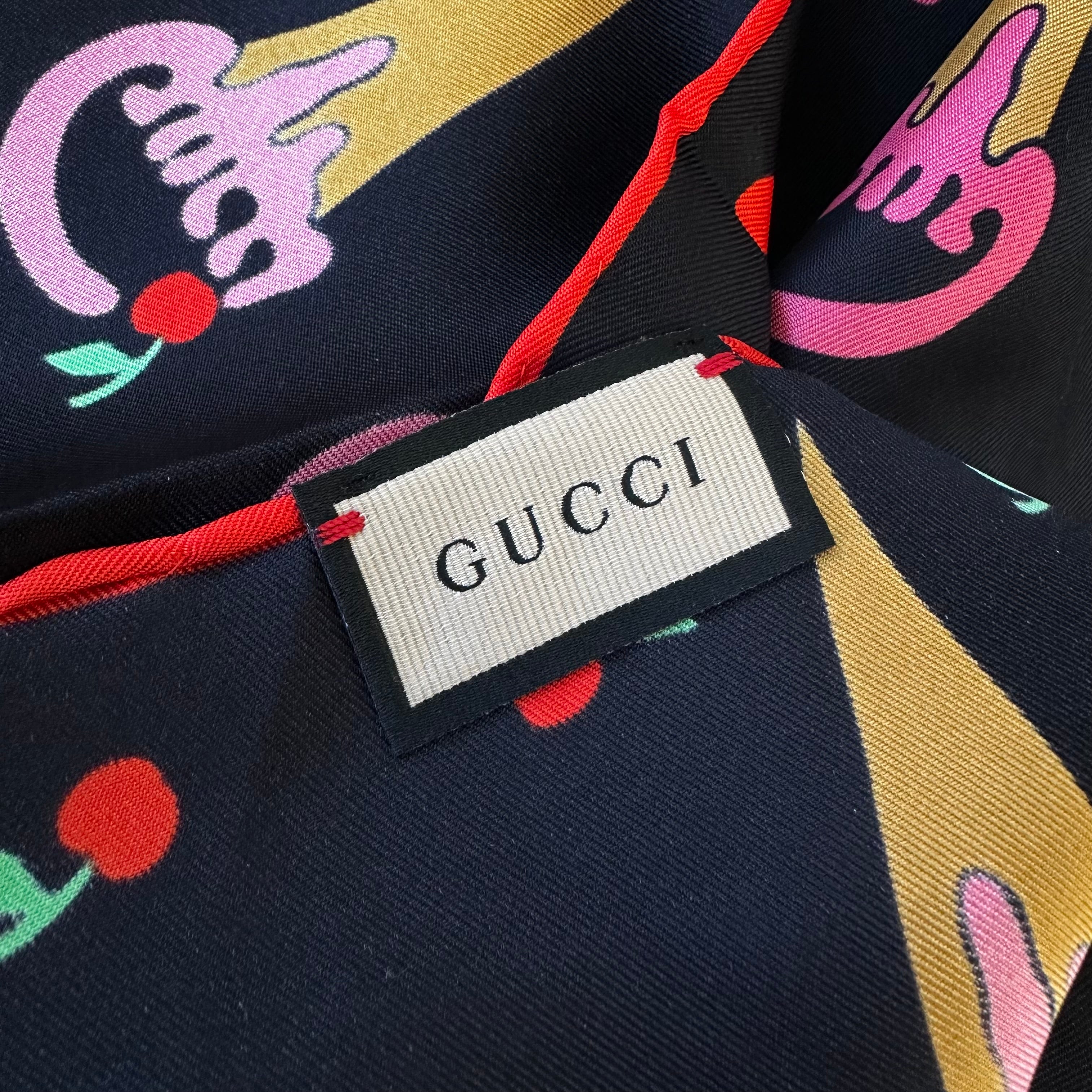 Gucci foulard in seta con stampa gelato