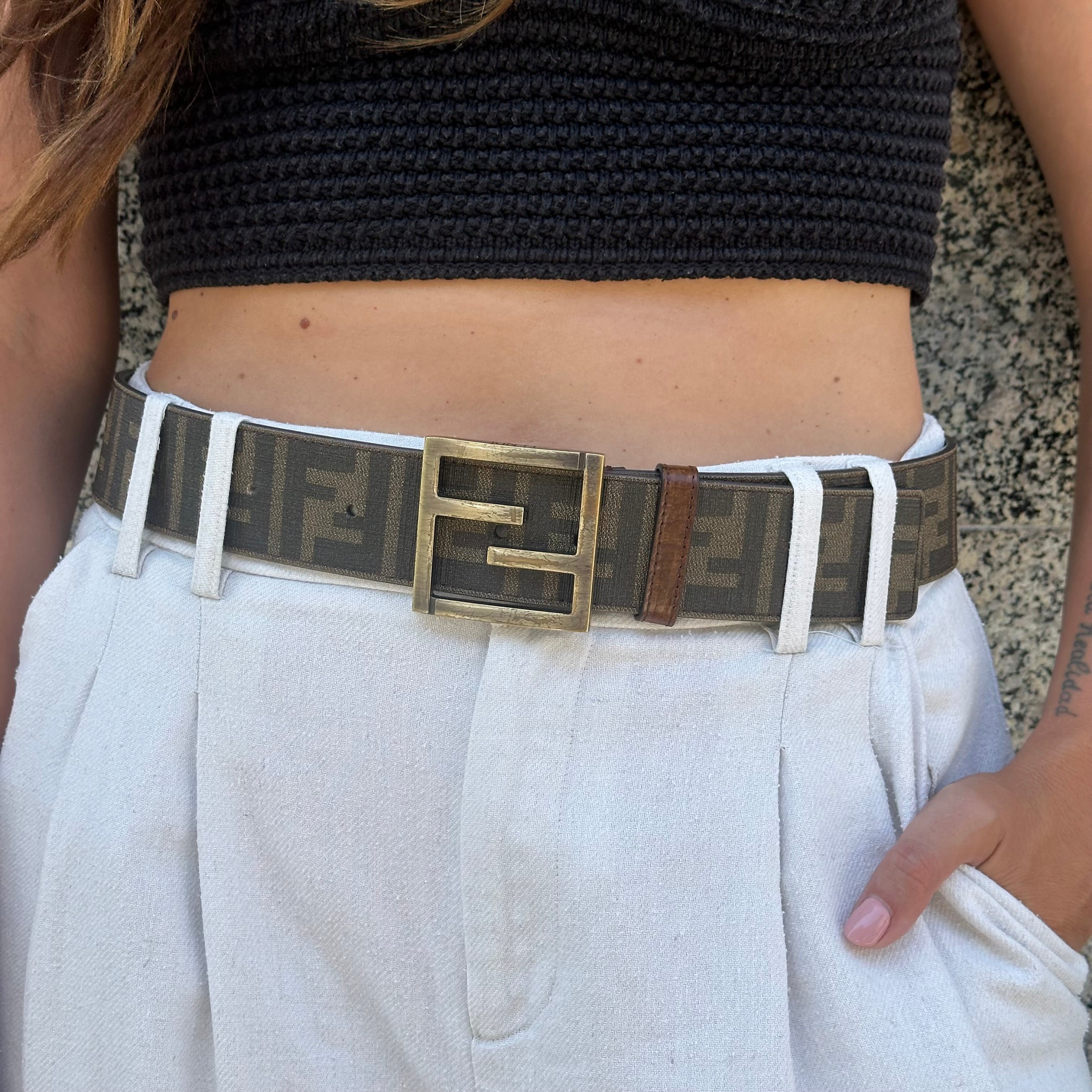 Cintura Fendi in tela zucca