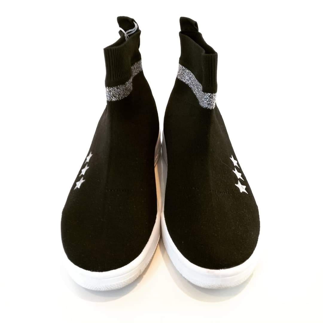 Sneakers a calza Chiara Ferragni in maglia stretch Nera.