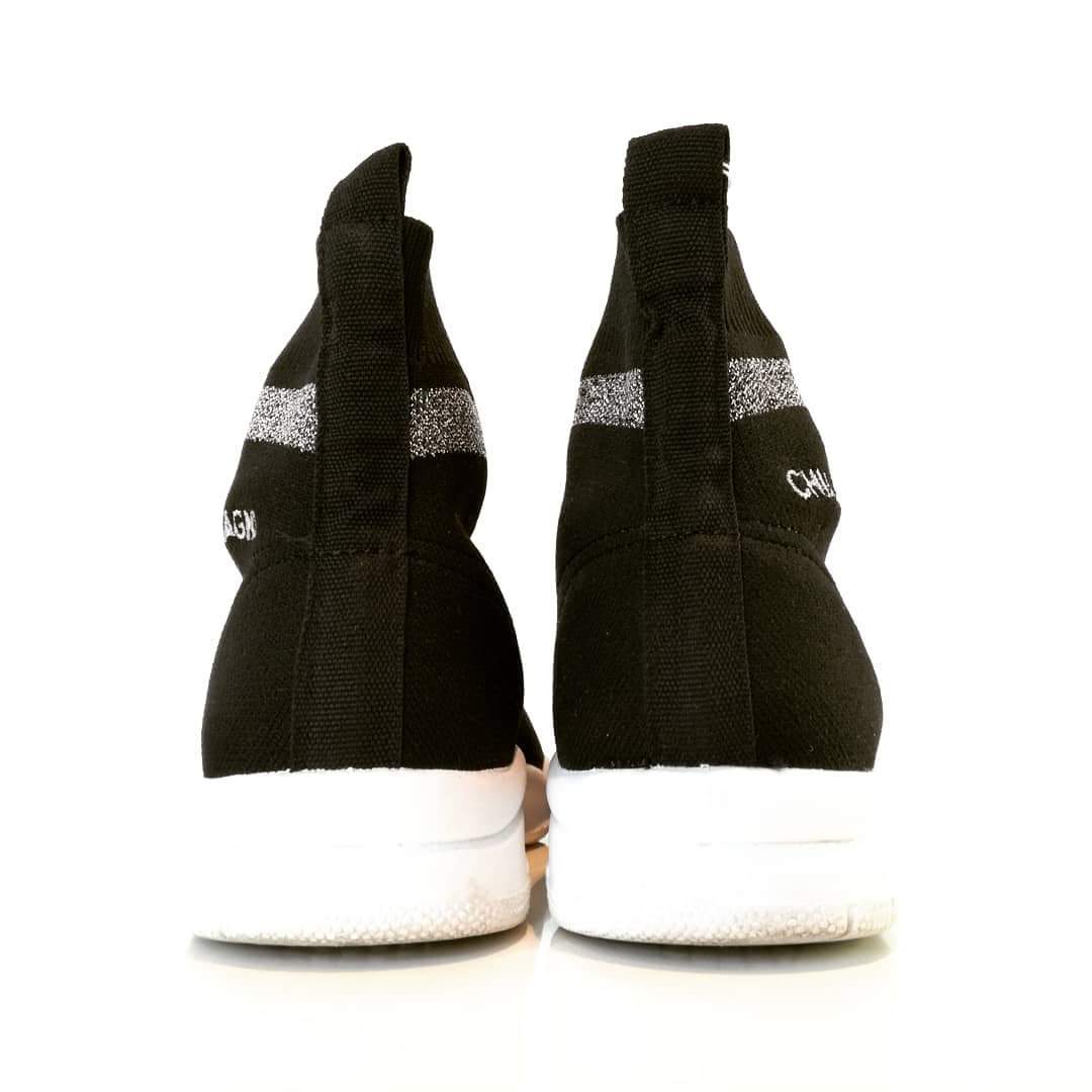 Sneakers a calza Chiara Ferragni in maglia stretch Nera.