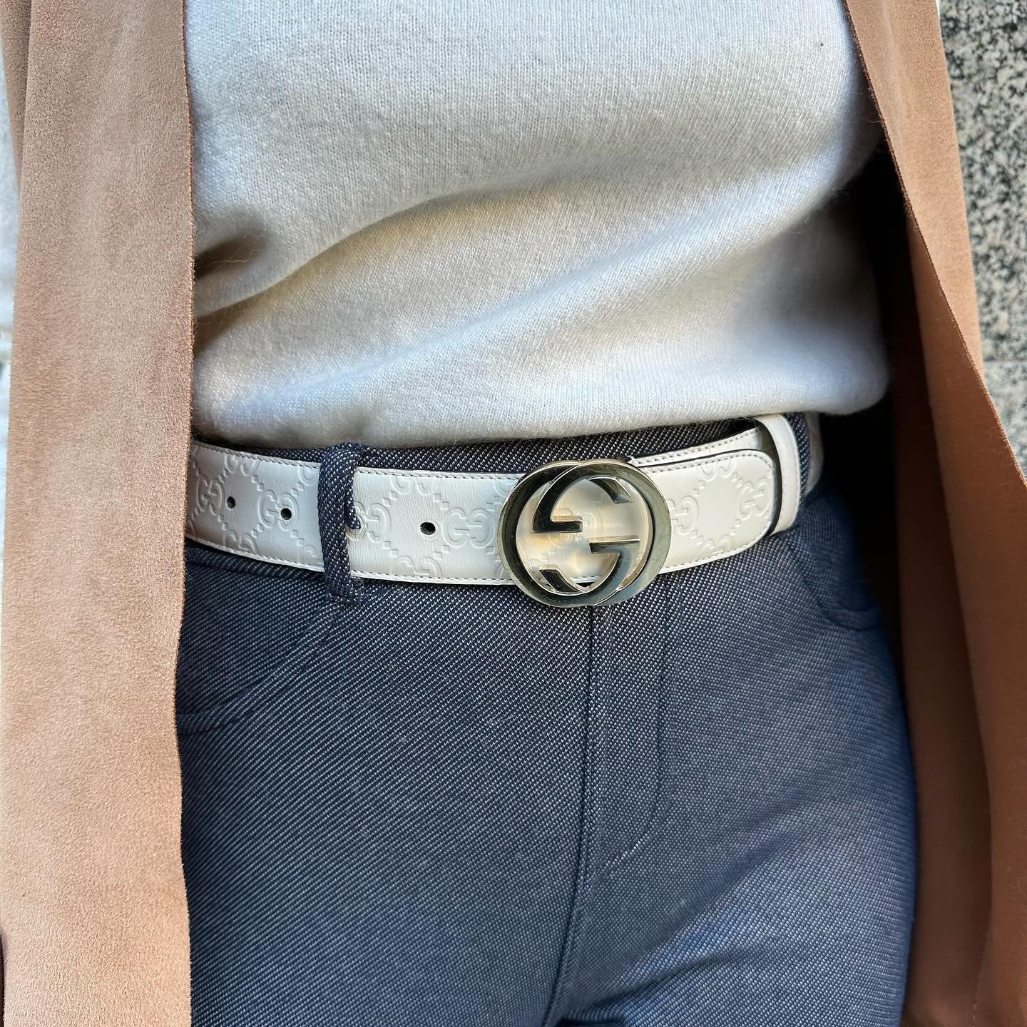 Cintura Gucci Interlocking in pelle GG Stile: 370543