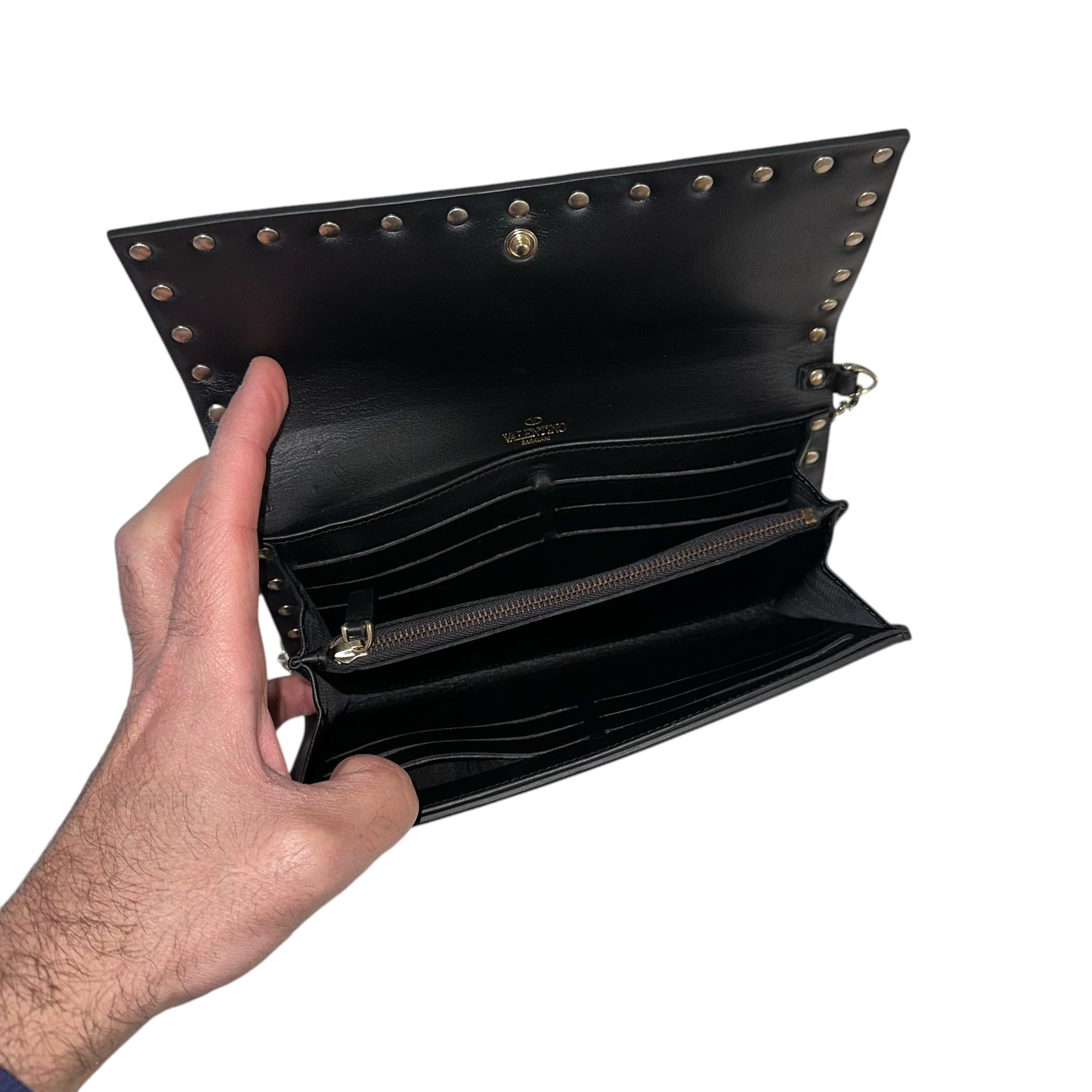 Valentino portafoglio con catena Rockstud