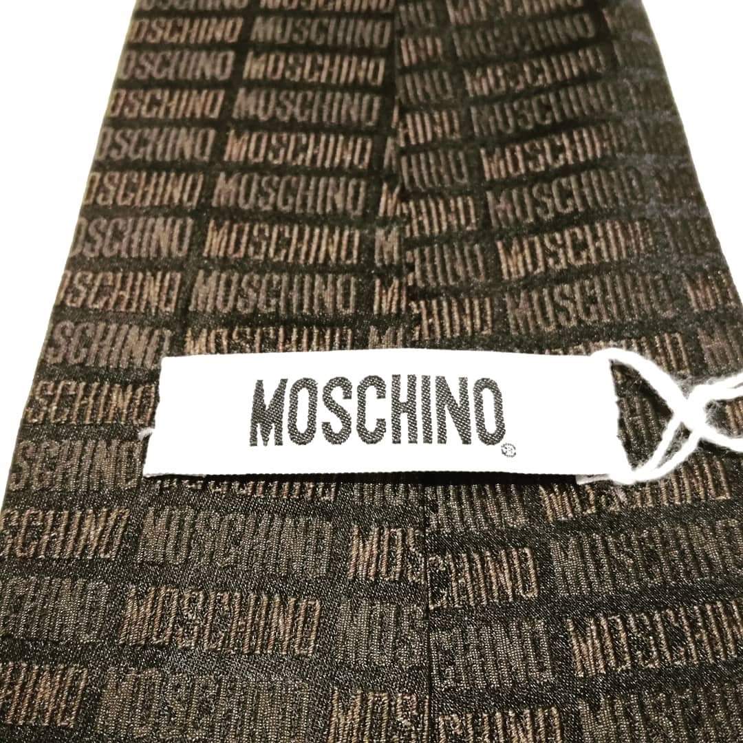 Cravatta Moschino nero+marrone con loghi