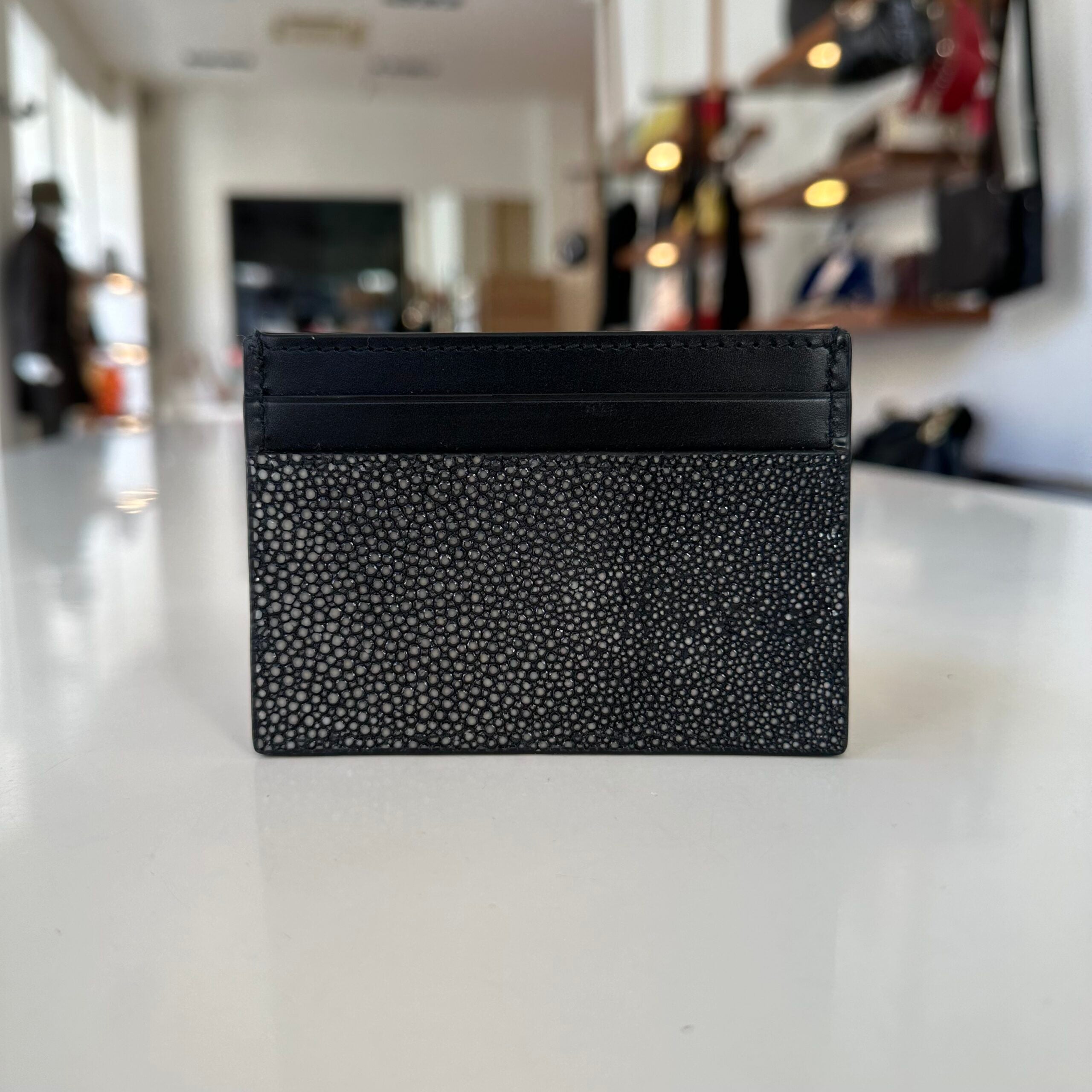 Bulgari portacarte in pelle di vitello e pelle di razza