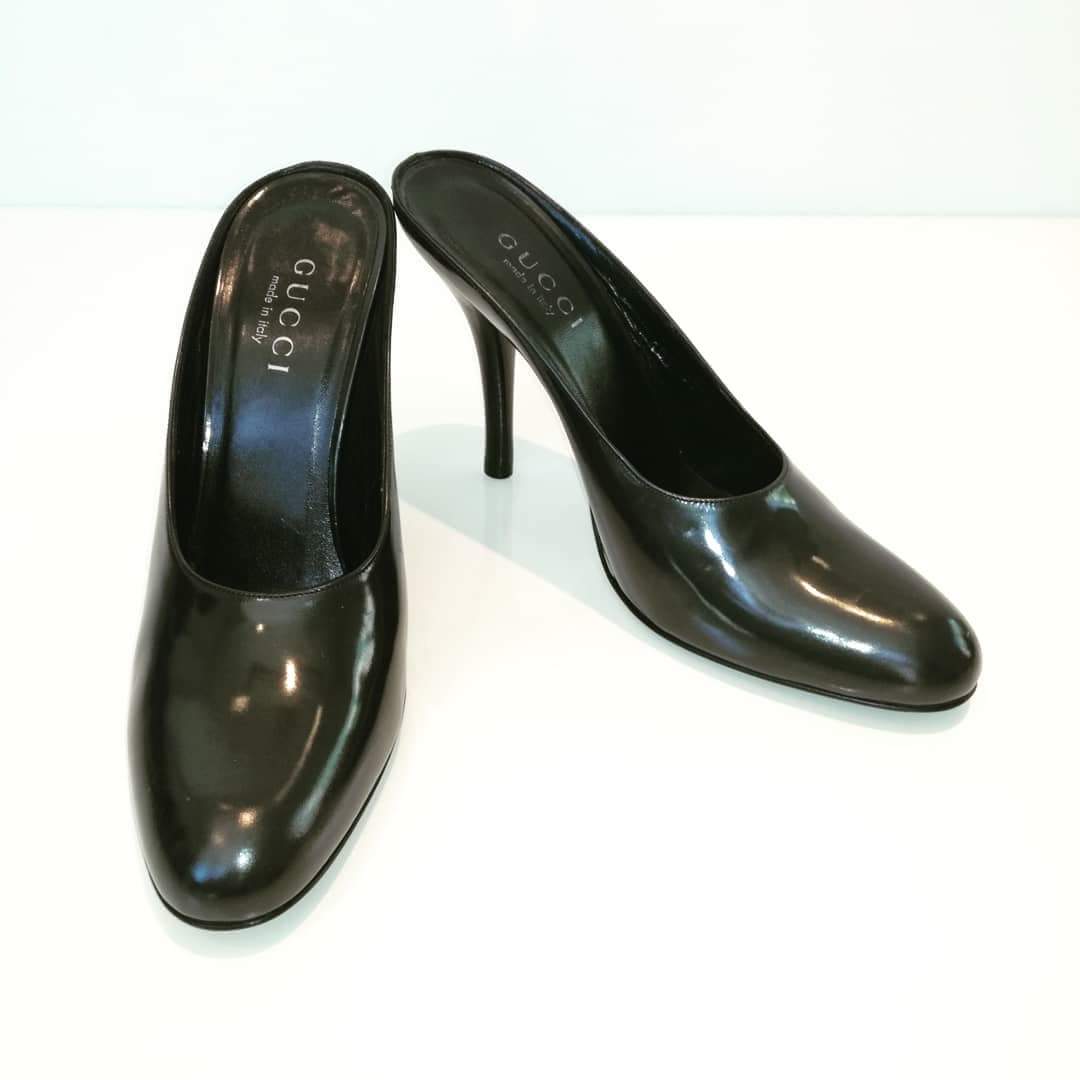 Sabot Gucci grigio antracite in vernice Easy Luxury Borse usate di Lusso