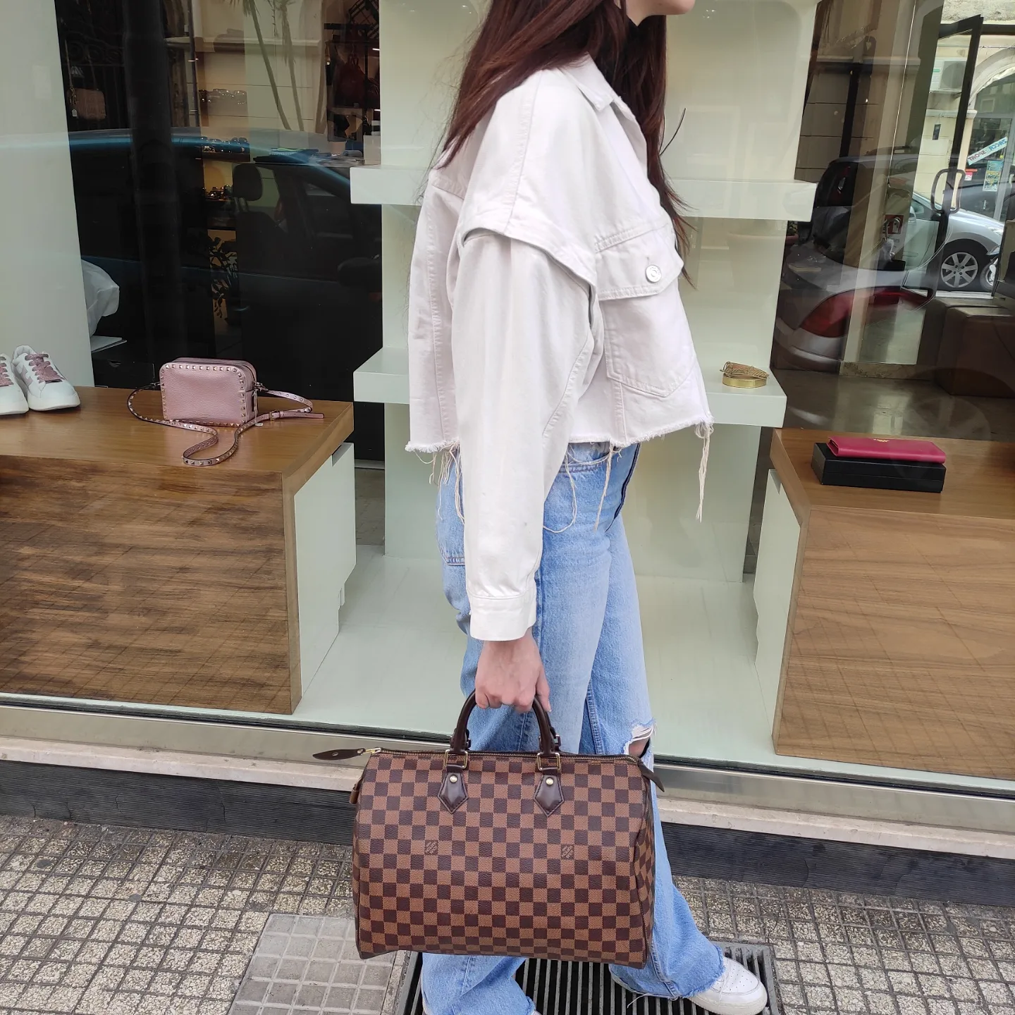 Borsa Louis Vuitton Speedy 35 in tela damier ebana - di seconda