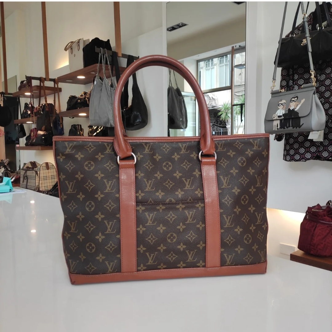 Borsa Louis Vuitton Sac weekend MM vintage in tela monogram e finiture in pelle marrone Easy Luxury Borse usate di Lusso