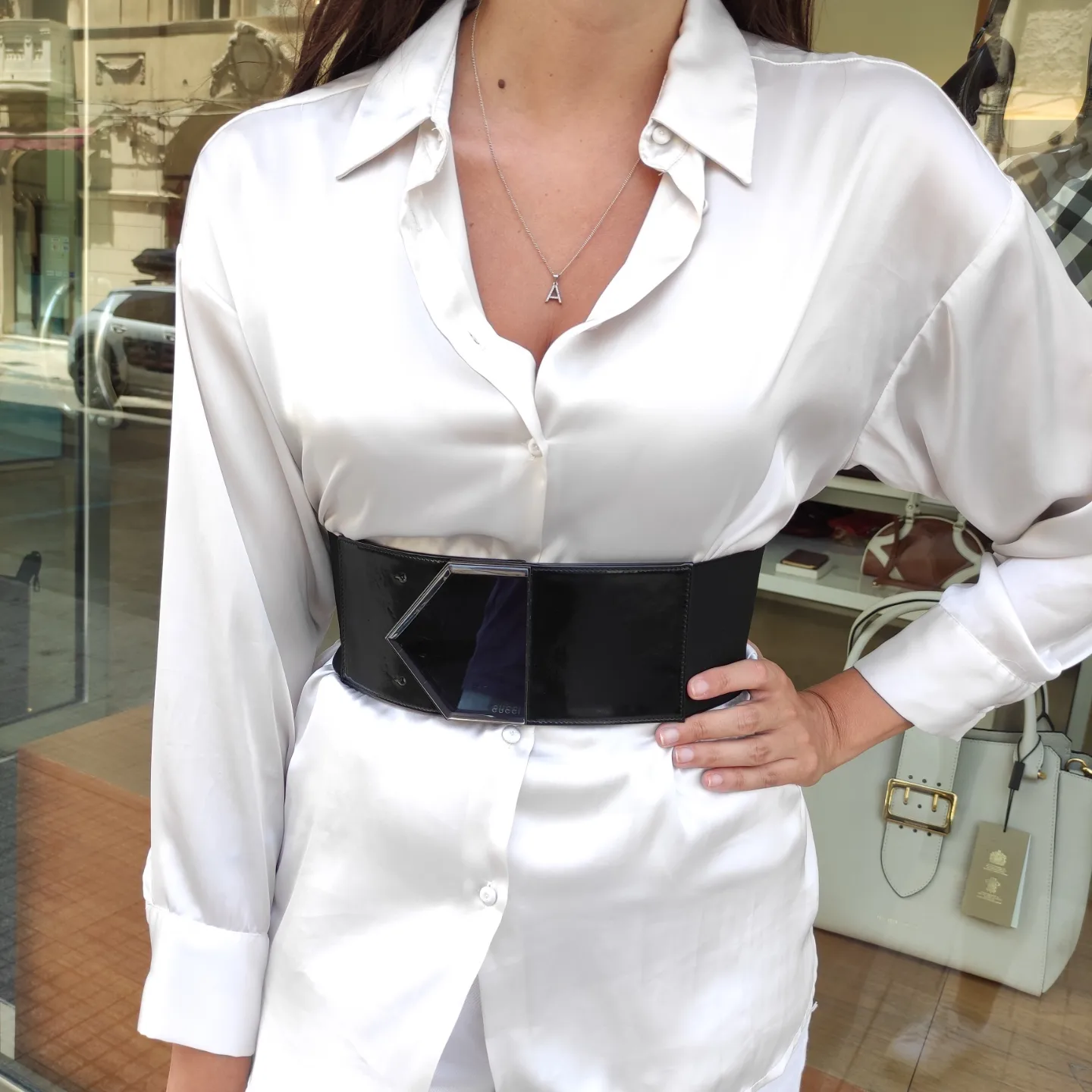 Cintura Gucci elasticizzata con finiture in pelle lucida Stile 228548 Easy Luxury Borse usate di Lusso