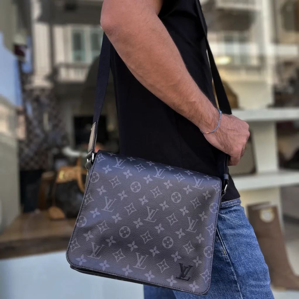 borsa portadocumenti louis vuitton in pelle nera e cuoio con