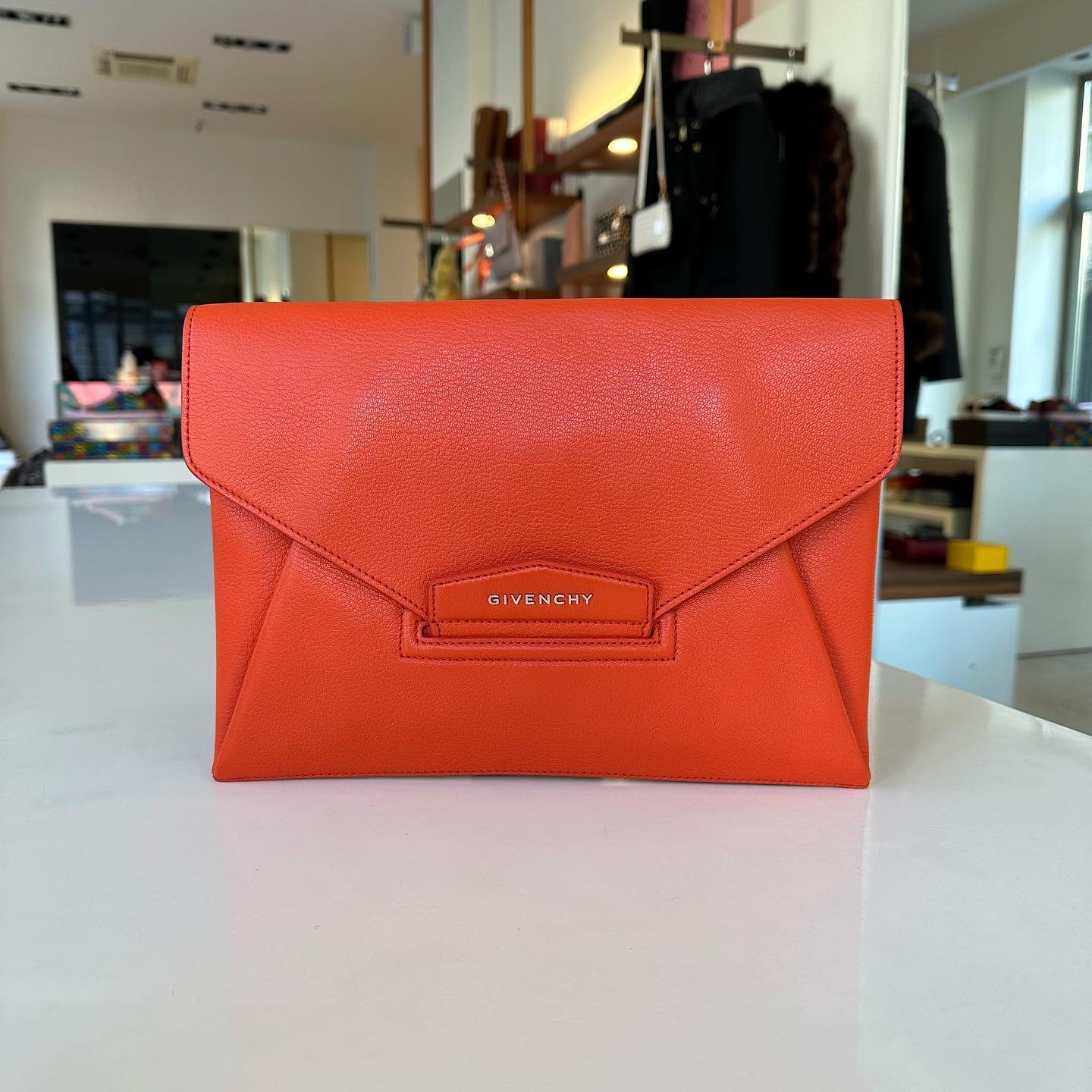 Givenchy Antigona Envelope Clutch Orange