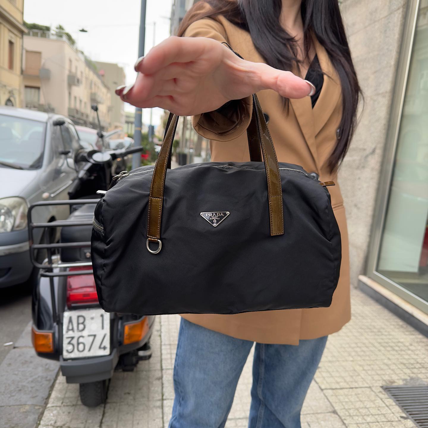 Prada bauletto nylon deals