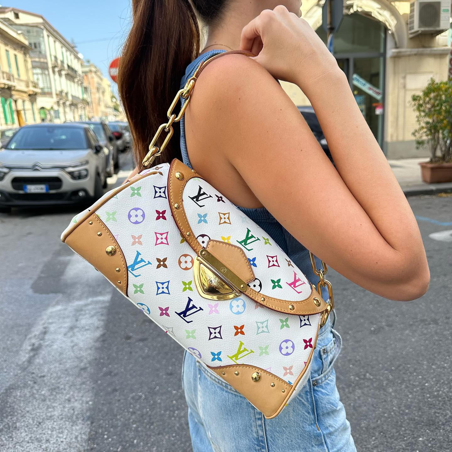 Louis Vuitton, Bags, Louis Vuitton Beverly Mm Monogram Multicolor  Shoulder Bag White