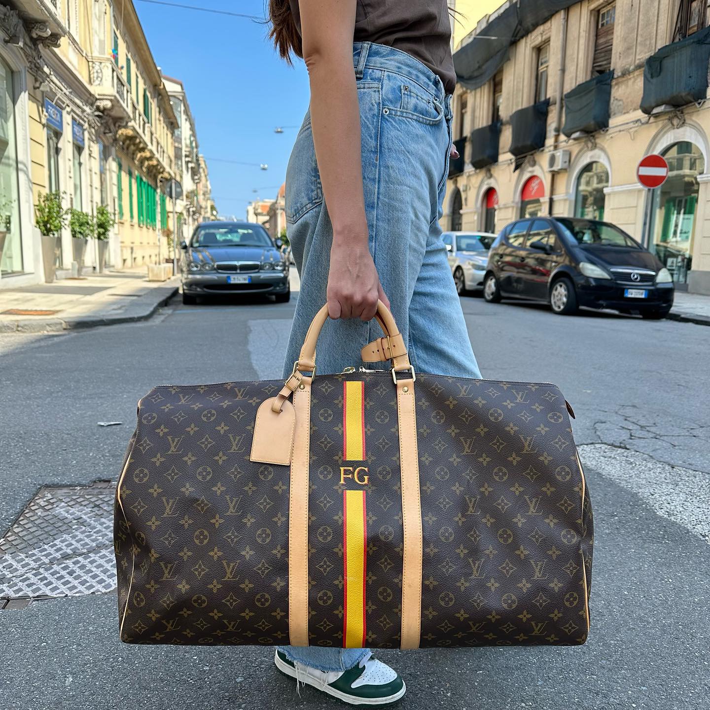 Louis vuitton Keepall 60 in tela monogram e finiture in vacchetta naturale Easy Luxury Borse usate di Lusso