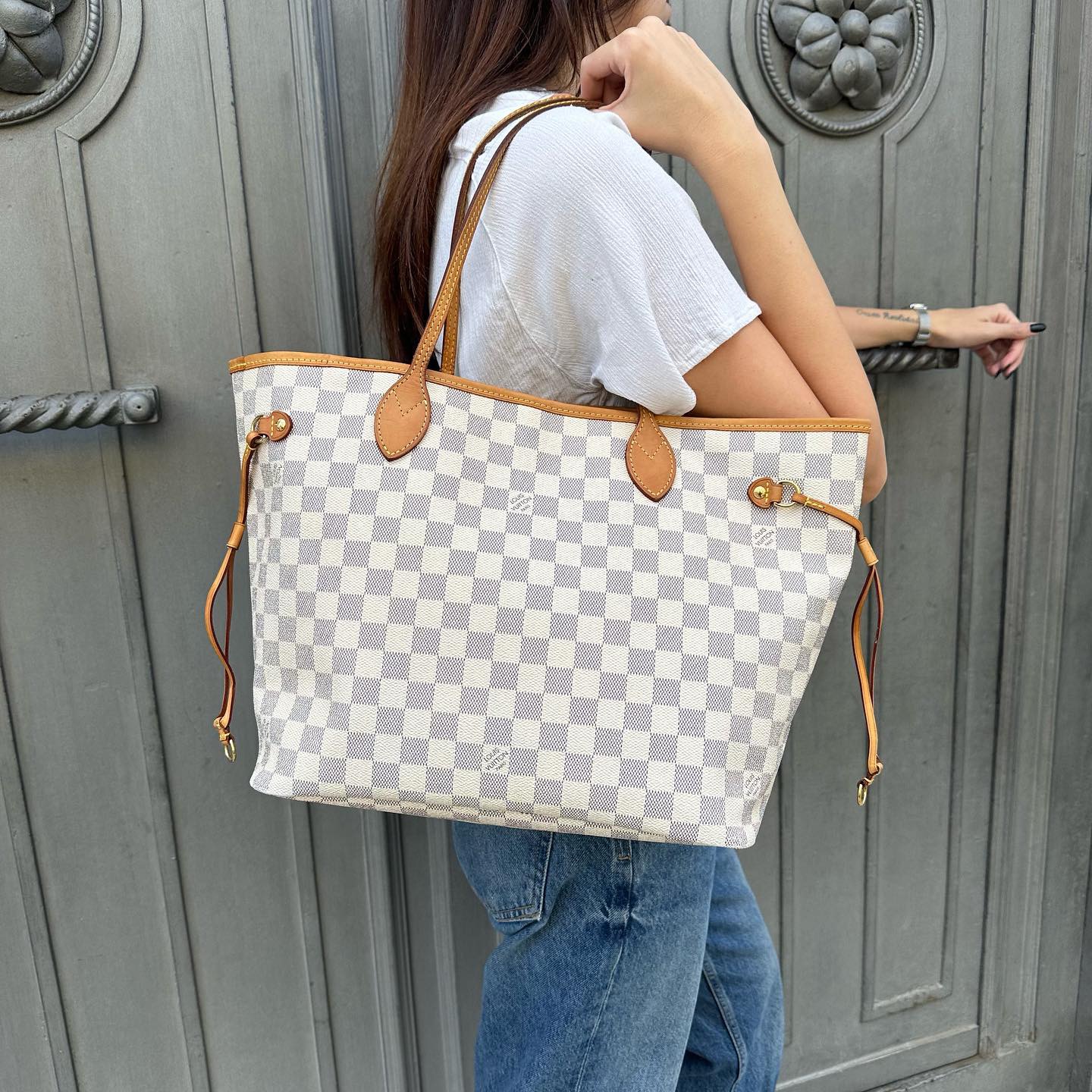 Borsa Louis Vuitton Neverfull GM in tela monogram e finiture in